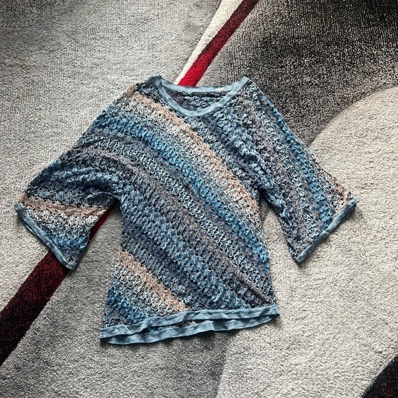 Nic + Zoe Crochet Open Knit Colorful Top - Picture 1 of 5